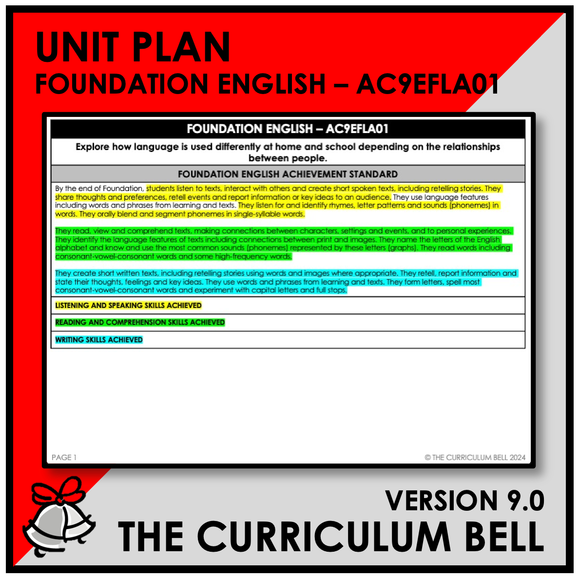 V9 UNIT PLAN - AC9EFLA01 | AC | FOUNDATION ENGLISH